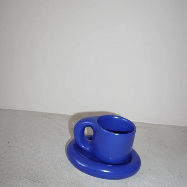 Dew Mug Set— One Set (2 Pieces Total: 1 Mug & Saucer) Ultramarine Blue