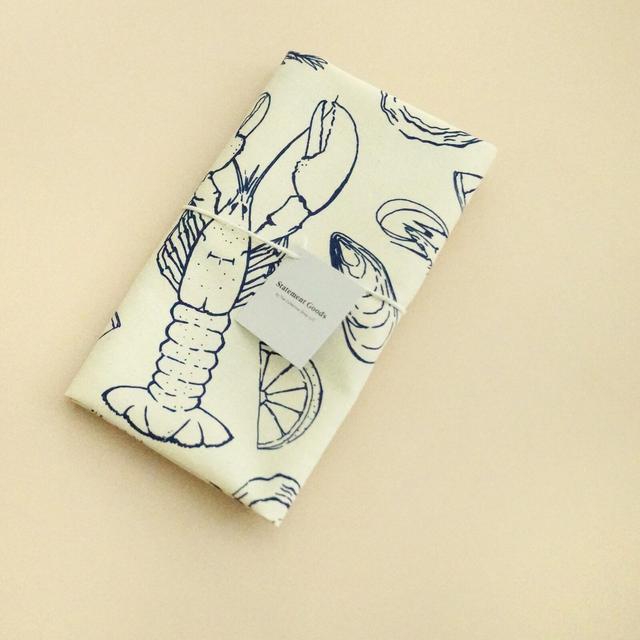 Seafood Natural Kitchen Towel - Lobster, Clams, Mussels, Kitchen Decor, Screen-printed Tea Towel, Housewarming Gift, Birthday Gift