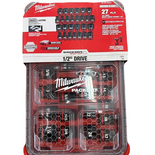 Milwaukee Electric - Shockwave Impact Duty. Socket 1/2. DR 27PC MM Pack