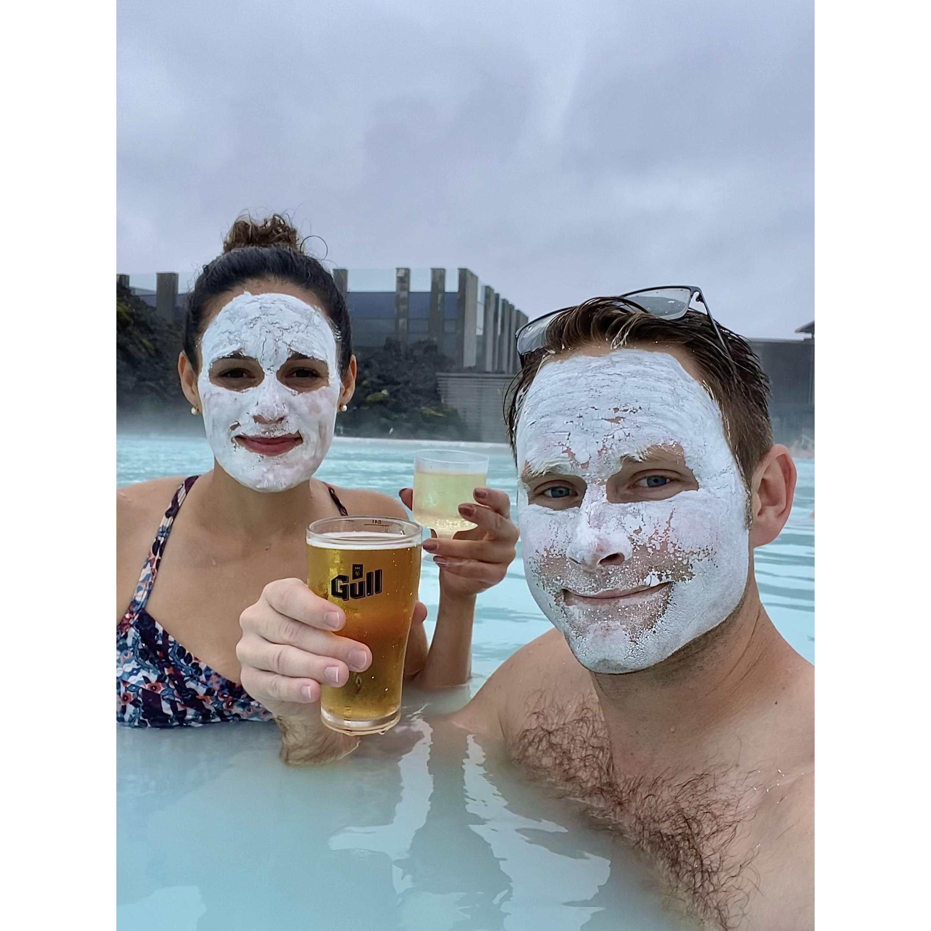 A little R&R at the Blue Lagoon in Iceland after hiking the live Volcano =)