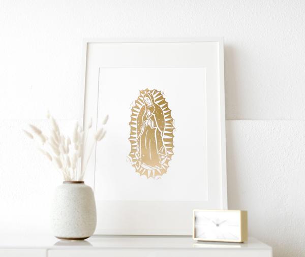 Gold Leaf Virgin of Guadalupe - Art Print - 16x20