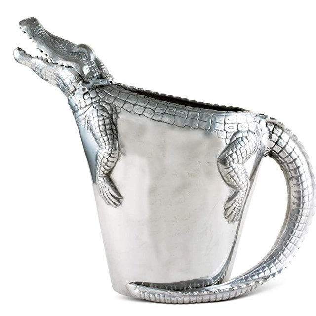 Arthur Court Alligator Pitcher Water Jug for Hot/Cold Water, Ice Tea and Juice Beverage Tropical Cajun Croc Gator Styling 12 inch Tall