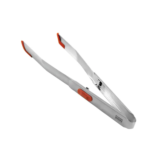 Kuhn Rikon SoftEdge Stainless Steel Locking Tweezer Tongs, 12-Inch, Red