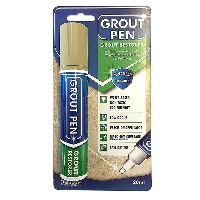 Grout Pen Tile Paint Marker: Waterproof Grout Colorant and Sealer Pen - Beige, Wide 15mm Tip