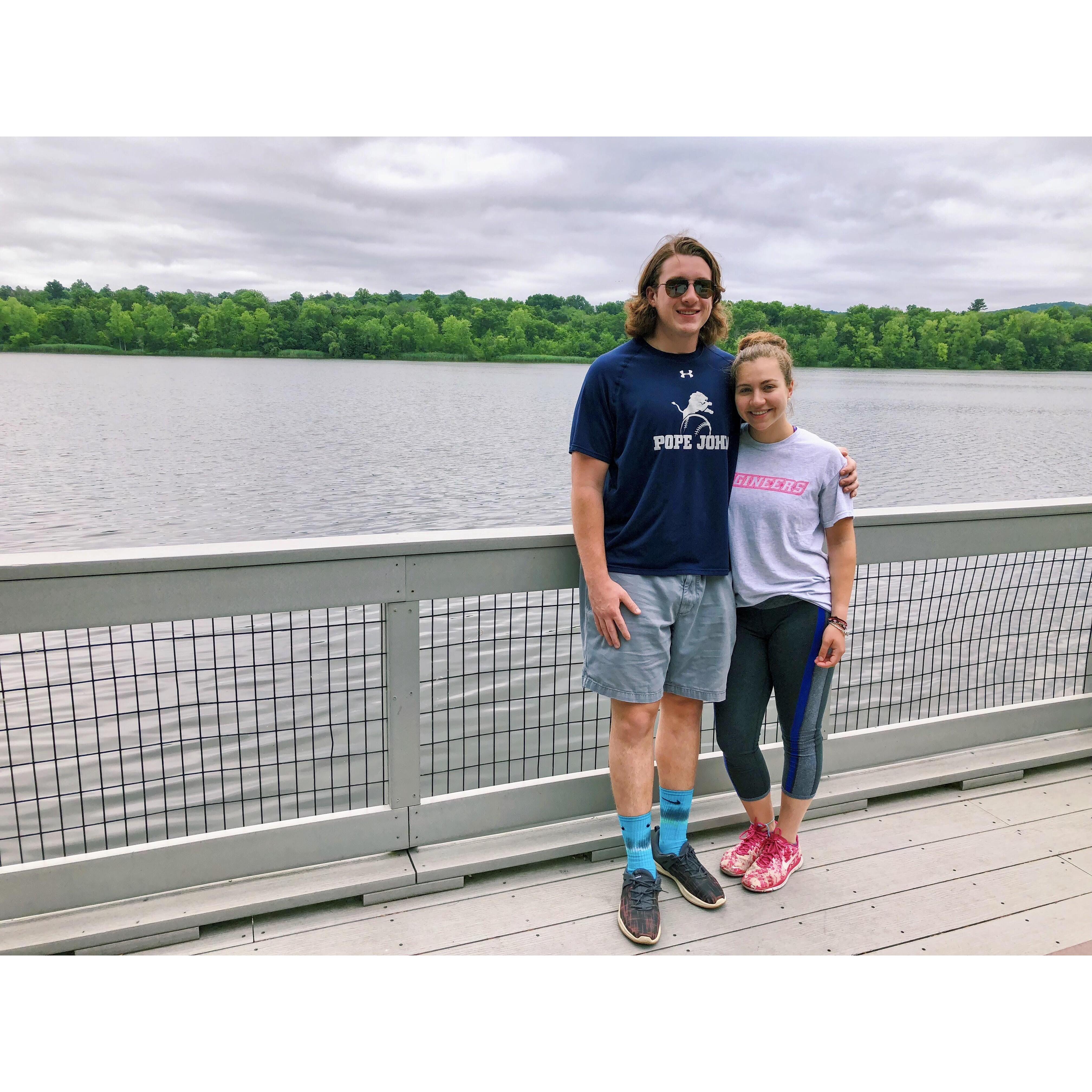 Scott's first time meeting the family on our traditional walk around Conger's Lake.