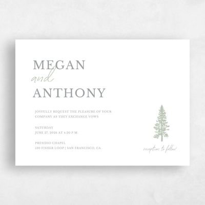 White Wedding Invitation - Pinehaven Landscape