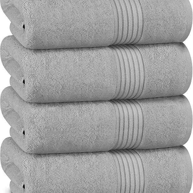 Utopia Towels 4 Piece Luxury Bath Towels Set, (27 x 54 Inches) 100% Ring Spun Cotton 600GSM, Lightweight and Highly Absorbent Quick Drying Towels for Bathroom, Gym, Spa, and Hotel (Cool Grey)