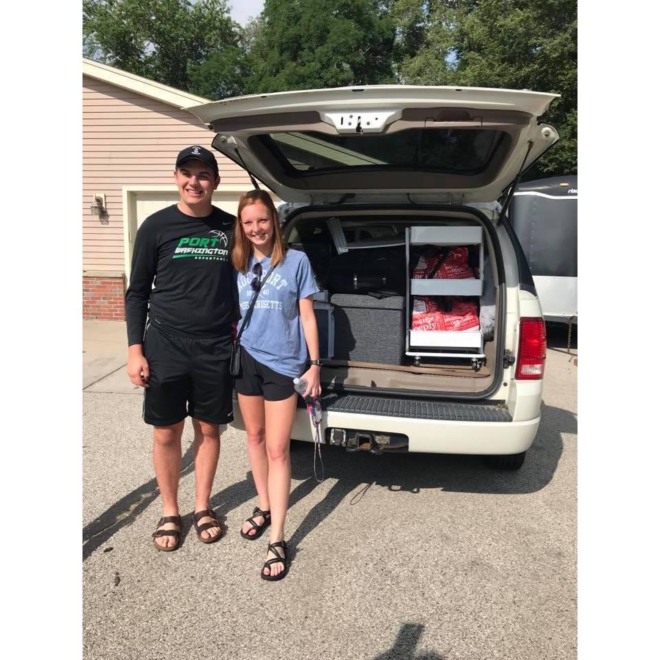 Sending Sarah back off to Drake (Cam's Tetris skills always helped when packing)