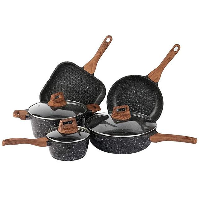 ESLITE LIFE Pots and Pans Set Nonstick Cookware Set Induction Compatible with Granite Stone Coating, 8 Piece