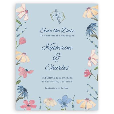 Multi-Colored Wedding Digital Save the Date - Mireille Portrait