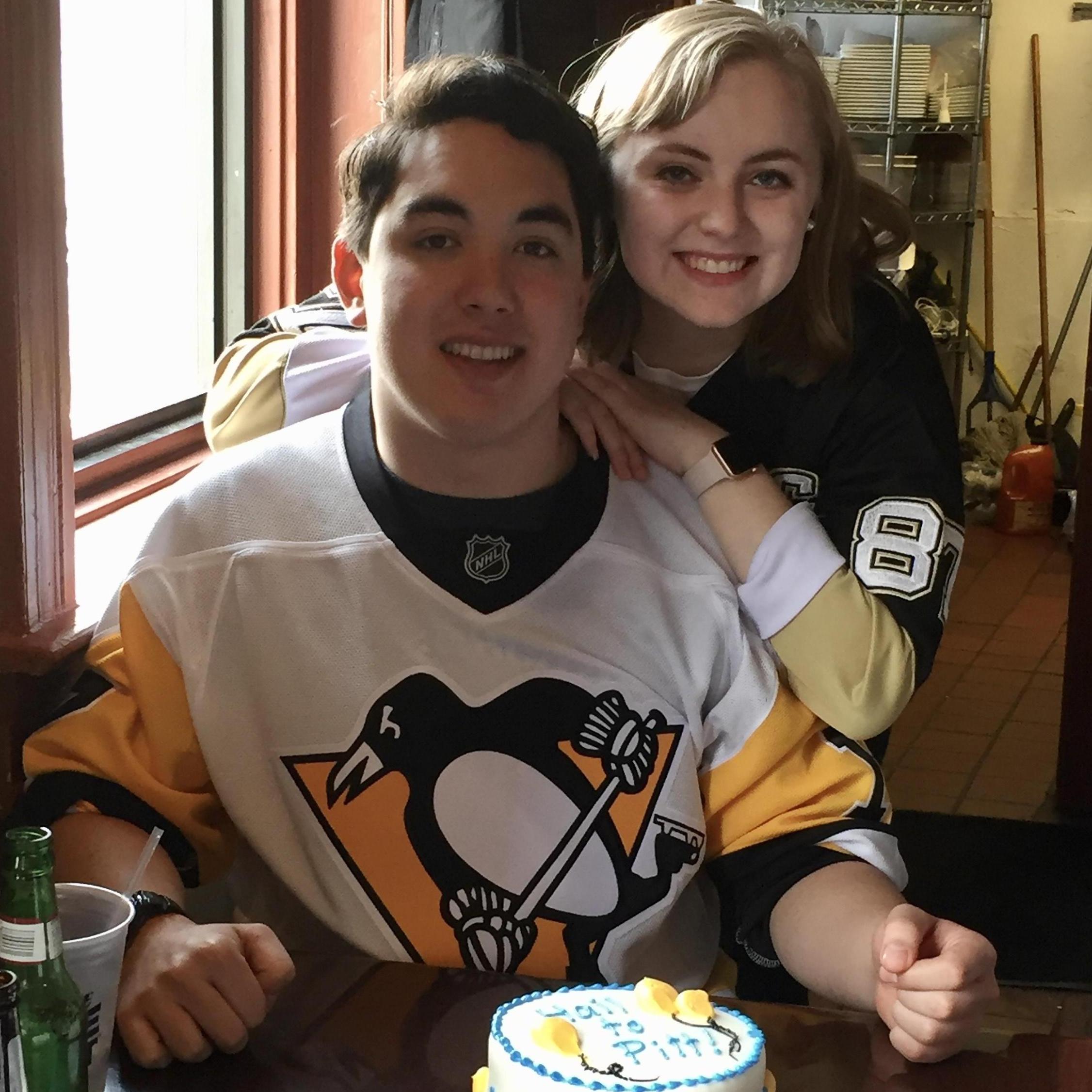 Spring 2018 - Pittsburgh, PA. Sarah converted Kohler into a lifelong Penguins Hockey fan. Let's Go Pens!