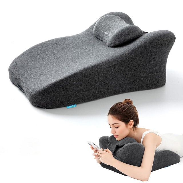 Reading Pillow for Bed, Lying, Leaning and Prone,Ergonomic Multi-Positional Wedge Pillow for Stomach Sleepers,Memory Foam Body Pillow for Shoulder & Back Pain Relief,Elevated pillow for Sleeping