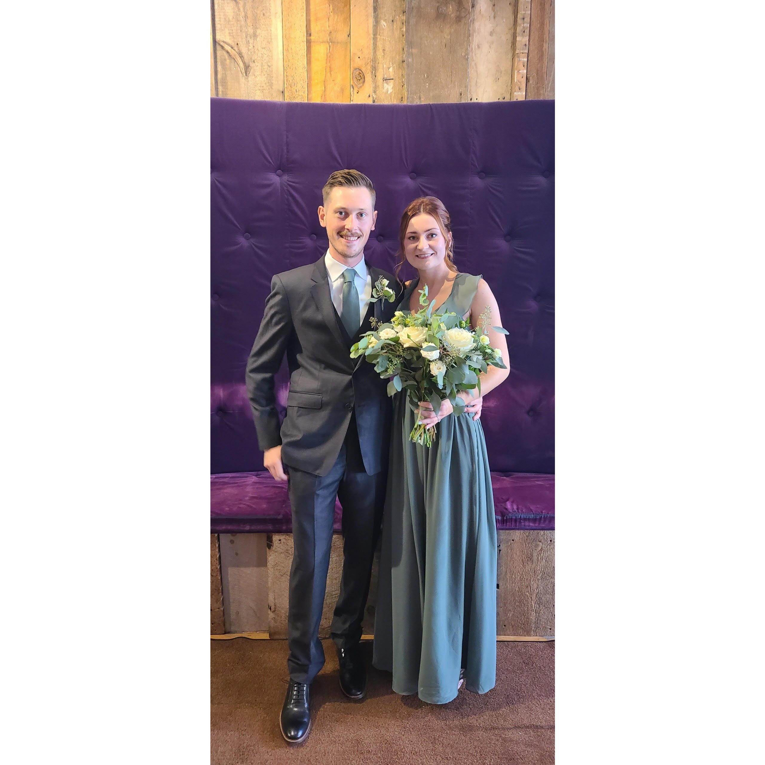 2023 Both of us standing up in Danielle and Pedro's wedding!
