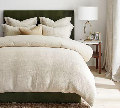 Belgian Flax Linen Waffle Duvet, Flax, Full/Queen