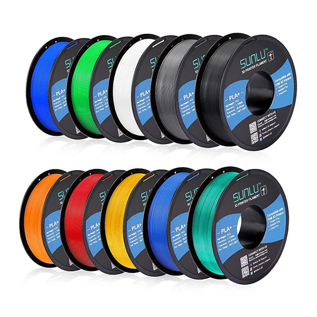 SUNLU PLA+ Filament 1.75mm 10KG PLA Plus 3D Printing Filament for 3D Printer & 3D Pens Tolerance Accuracy +/- 0.02 mm, 10x1KG (10 Colors)