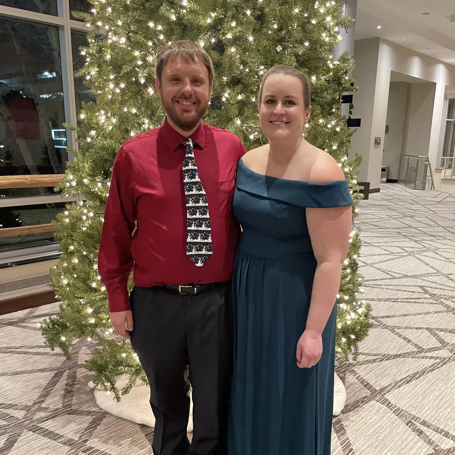 first intentional photo together at Matt & Jess' wedding - December 2023