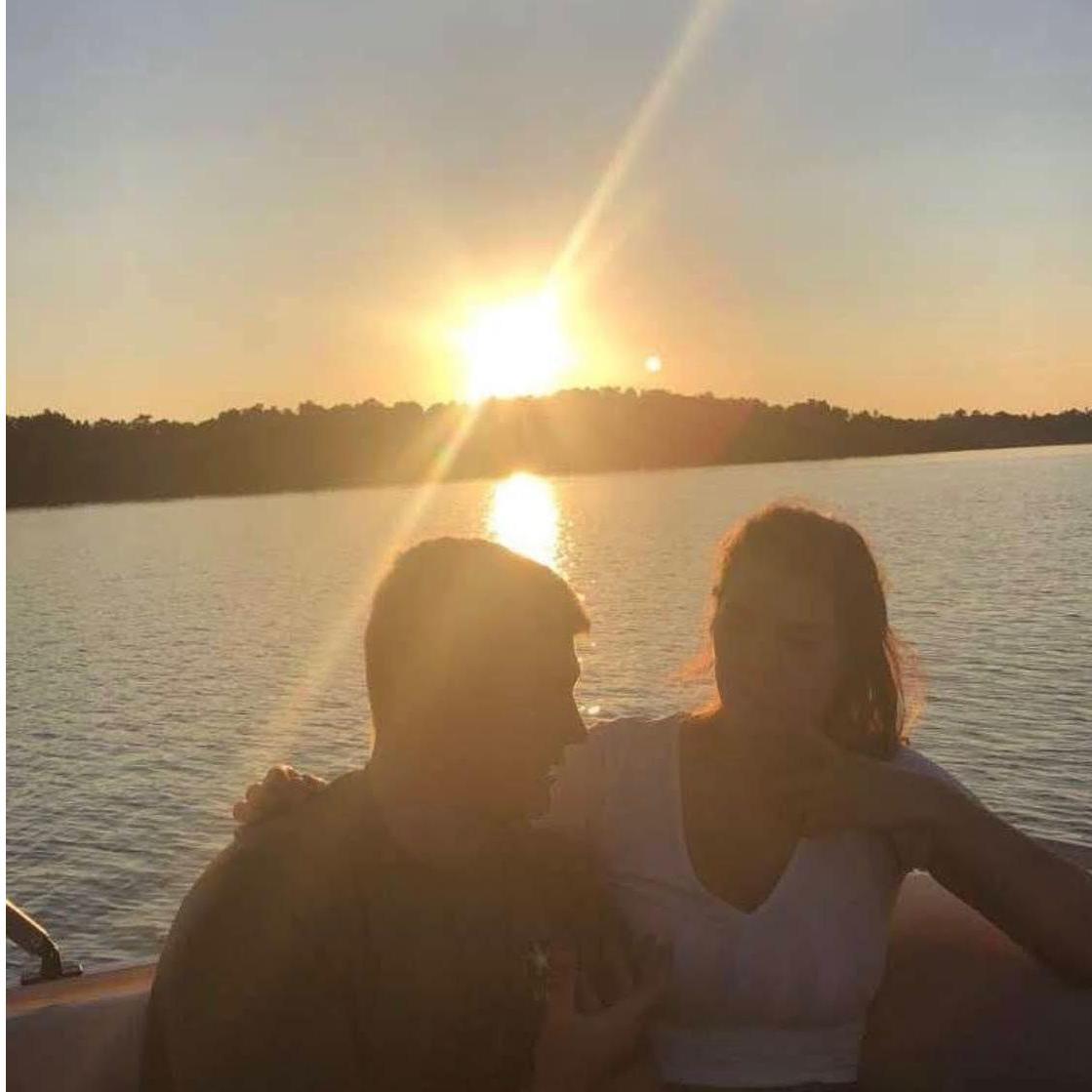 The first picture ever taken of us. Deer Lake pontoon in '18!