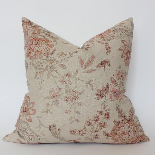 Neutral Floral Pillow Cover, Designer Floral Print Pillow, Throw Pillow Covers Rust, Tan Burgundy Accent Pillow, Beige Throw Pillow || Pheby