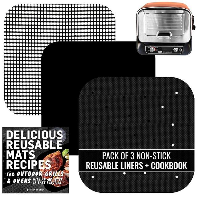 INFRAOVENS Reusable Liner Accessories for Ninja Woodfire Pizza Oven 8-in-1 Outdoor Smoker BBQ, Non-Disposable Non-Stick Grill Mats for Wood Fire Pizza Stone Electric with Pellets, OO100 OO101 OO101B