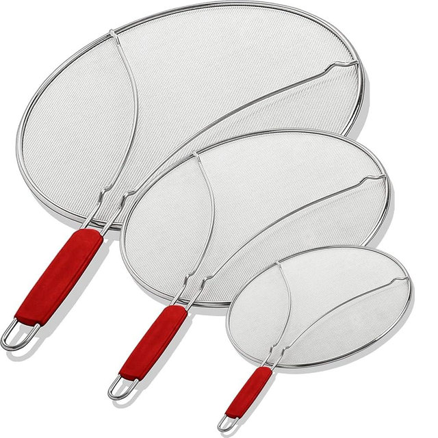 ALPHA LIVING Set of 3-13", 11.5", 9.5" Guard Frying Pan Splatter Screen