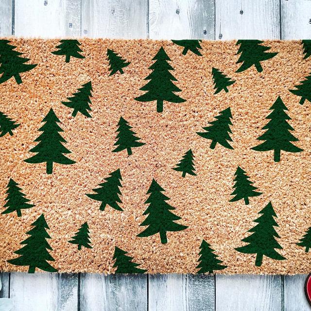 Christmas Tree Pattern Door Mat | Winter Doormat | Welcome Mat | Cute Christmas Door Mat | Winter Holiday Decor Gift | Home Doormat