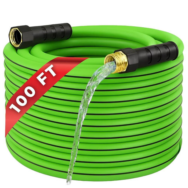 100ft Garden Hose 5/8”, Flexible Water Hose with Swivel Grip, Kink Resistant and Leakproof Brass Fittings for Lawn, Garden & Car Wash