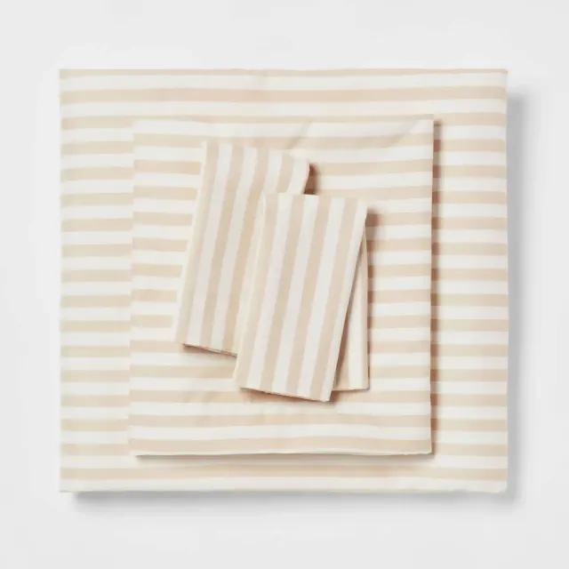 Full Microfiber Sheet Set Neutral Stripe - Room Essentials™