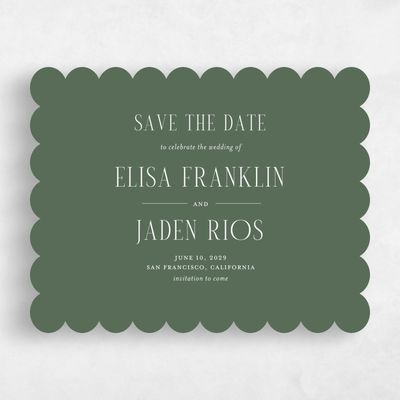 Green Scalloped Wedding Save the Date - Cole Landscape