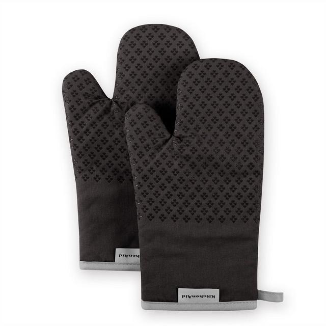 KitchenAid Asteroid Oven Mitt 2-Pack Set, Black, 7"x12.5"