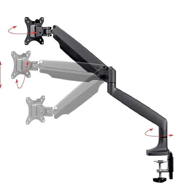 Monoprice Smooth Full Motion Single Monitor Adjustable Gas Spring Desk Mount - Black, Supports Up to 34 inch Monitors, 19.8 LBS Display Weight