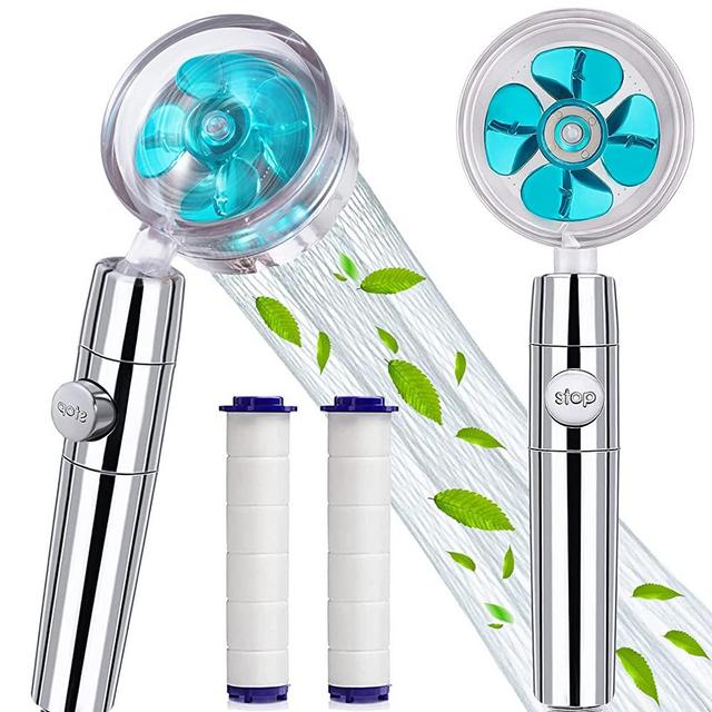 Hydro Jet Shower Head, Handheld High Pressure Shower Heads with Filter, 360 Degrees Rotating Turbocharged Vortex Shower Head, Propeller Turbo Shower Head with Pause Switch(1 Pack)