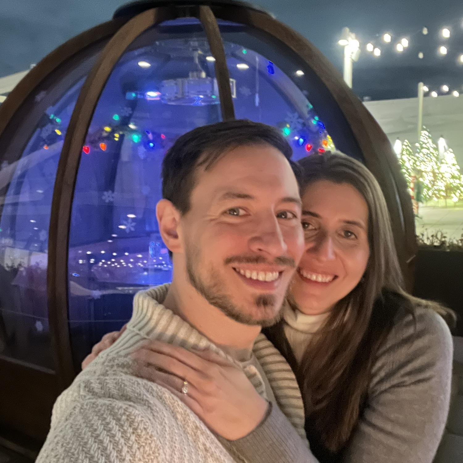 At our engagement dinner with the cool yurt we got to dine in.