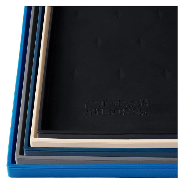 Leashboss Splash Mat Dog Food Silicone Tray with Tall Lip, for Pet Food and Water Bowls - Black - Xl