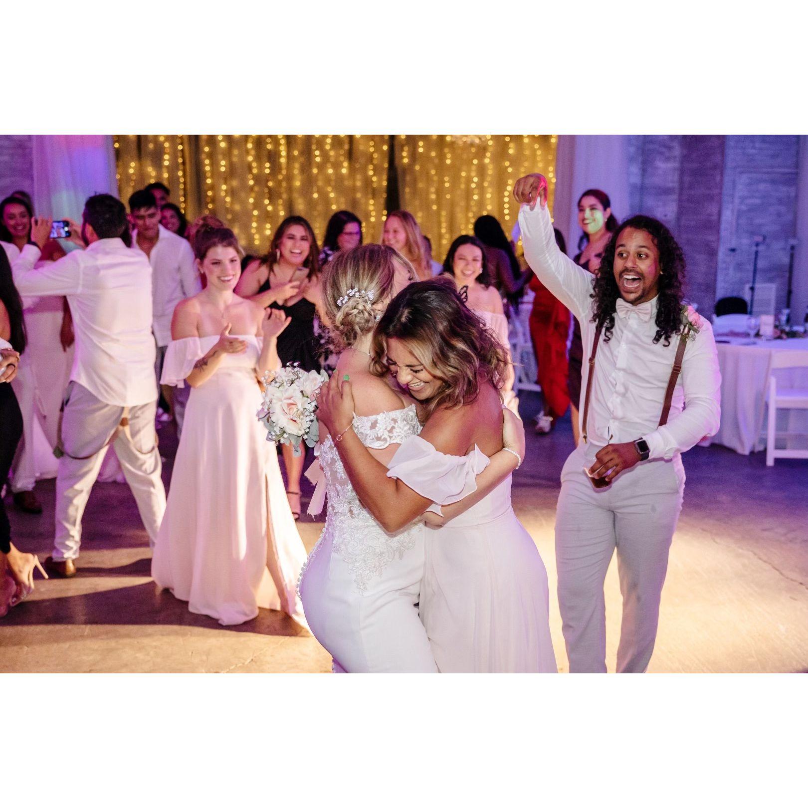 The day I caught the bouquet at my best friends wedding--Hunter's was excited!!