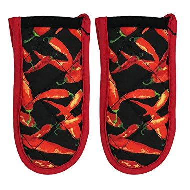 Evoio Maximum Temperature Hot Handle Holder, Red Peppers Pan Cotton Handle Sleeve, Glove for BBQ, Cooking, Baking and Kitchen 2-Pack(Red)