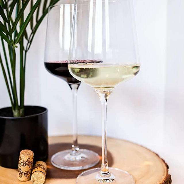 Italian Style Wine Glasses - Long Stem - Large 650ML/22OZ - Set of 2 - Great Gift Packaging - Universal Glasses