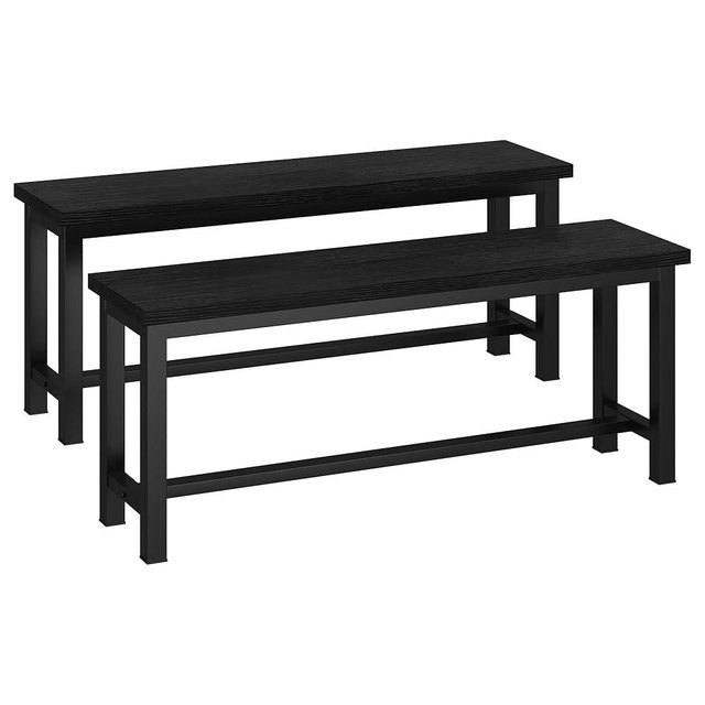 AWQM Table Bench, Pair of 2, Dining Bench, Thickened Steel Frame, Wood Bench, Industrial Style, for Kitchen and Dining Room, 12''Dx38.5''Wx17''H, Rustic Black