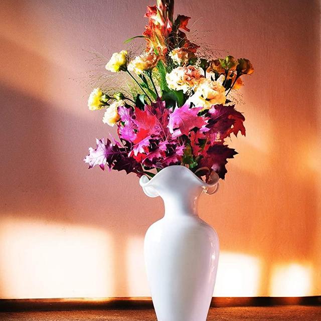 Vase - Opal White - Glass - Flair Top - 13.5" Height - Euoropean Quality Glass - by Barski - Made in Europe