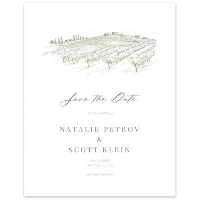 Green Country Wedding Digital Save the Date - Fico Portrait