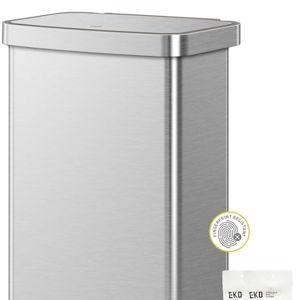 EKO Hudson Matte Stainless 75 Liter/20 Gallon Step Trash Can with Rear Trash Bag Storage Compartment