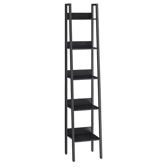 VASAGLE Bookshelf, 5-Tier Narrow Book Shelf, Ladder Shelf for Home Office, Living Room, Bedroom, Kitchen, Black ULLS109B56