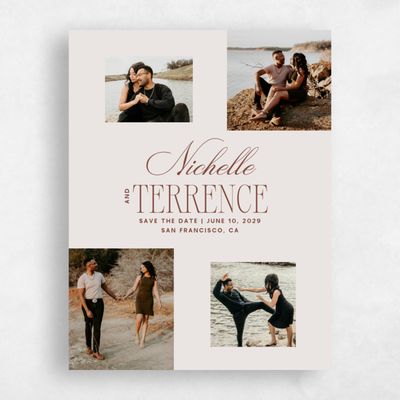 Light Greige, Grey Wedding Save the Date - Solange Photo