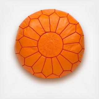 Embroidered Leather Pouf