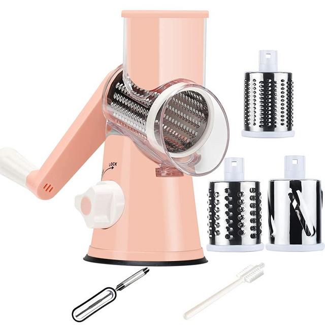 Ourokhome Rotary Cheese Grater Shredder and Kitchen Dough Bench Scraper  Knife, with Vegetable Peeler and Cleaning Brush