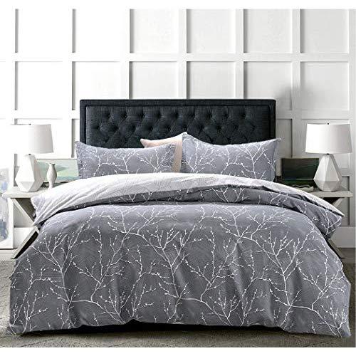 JOHNPEY Duvet Cover King - 100% Cotton Comforter Cover Set/Bedding Set(1 Grey Duvet Cover 104"x 90"+ 2 Pillow Shams 20" x 36")- Zipper Closure