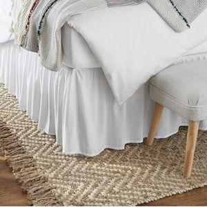 Amazon Basics Lightweight Ruffled Bed Skirt, Classic Style, Soft and Stylish 100% Microfiber with 16" Drop, Wrinkle Resistant, Machine Washable, Queen, Bright White, Solid