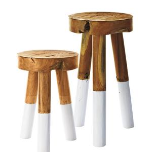 Dip-Dyed Small White Stool