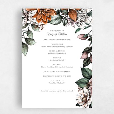 Orange Wedding Program - Gardner