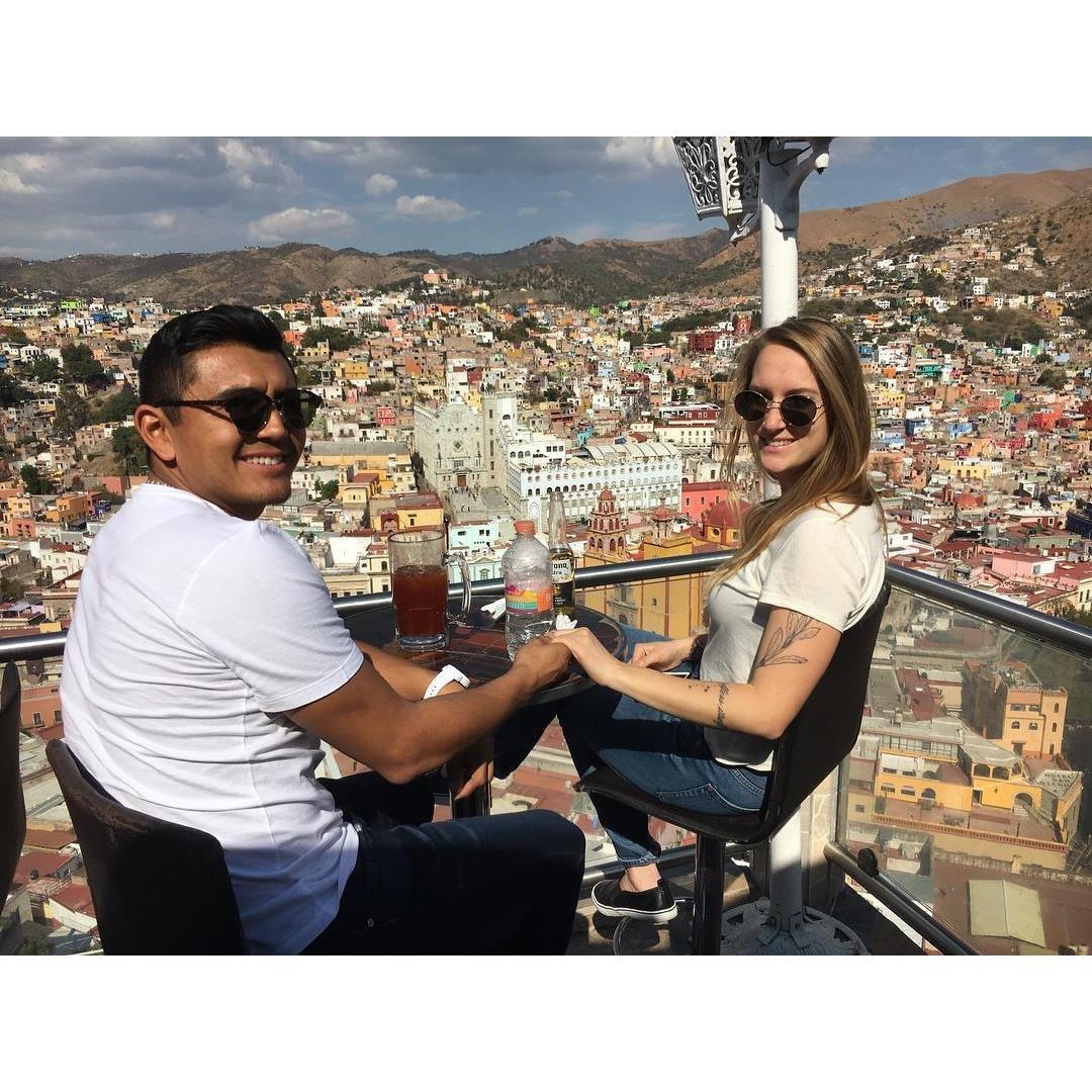 Drinking micheladas at our favorite bar in Guanajuato, Mexico. December 2017.