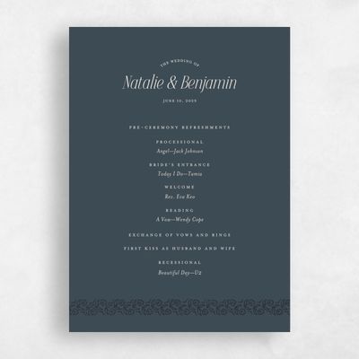 Navy Blue Wedding Program - Sorsha